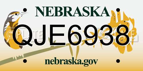 QJE6938 Nebraska License Plate