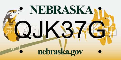 QJK37G Nebraska License Plate