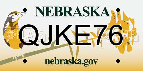 QJKE76 Nebraska License Plate