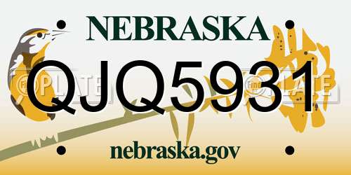 QJQ5931 Nebraska License Plate