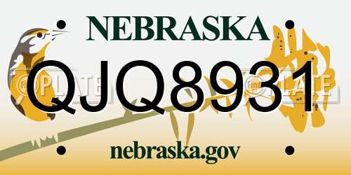 QJQ8931 Nebraska License Plate