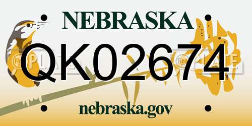 QK02674 Nebraska License Plate