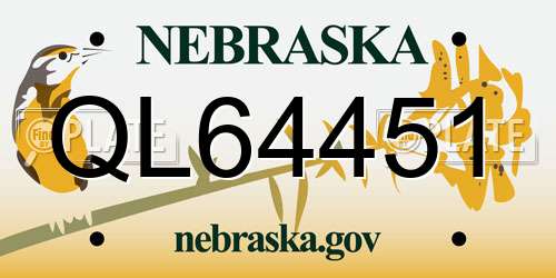 QL64451 Nebraska License Plate