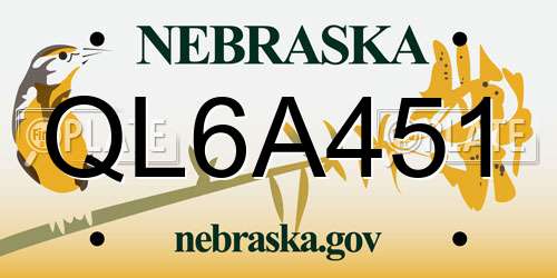 QL6A451 Nebraska License Plate