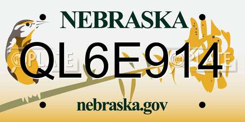QL6E914 Nebraska License Plate
