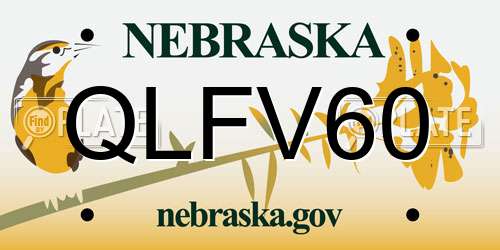 QLFV60 Nebraska License Plate