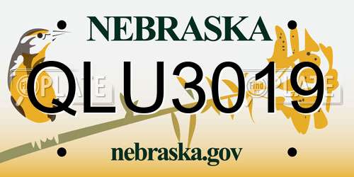 QLU3019 Nebraska License Plate