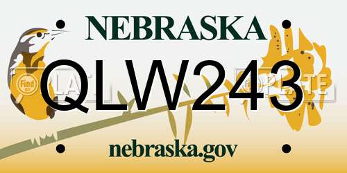 QLW243 Nebraska License Plate