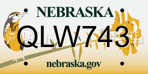 QLW743 Nebraska License Plate
