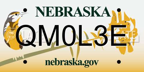 QM0L3E Nebraska License Plate