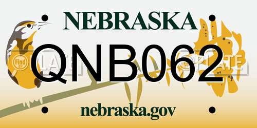 QNB062 Nebraska License Plate