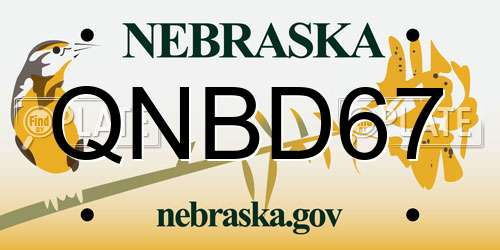 QNBD67 Nebraska License Plate
