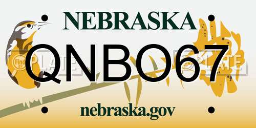 QNBO67 Nebraska License Plate