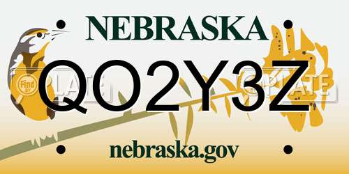 QO2Y3Z Nebraska License Plate