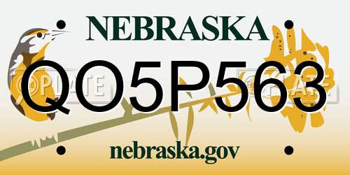 QO5P563 Nebraska License Plate
