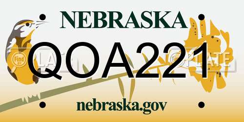QOA221 Nebraska License Plate