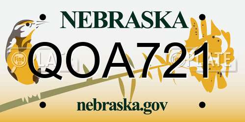 QOA721 Nebraska License Plate