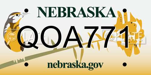 QOA771 Nebraska License Plate