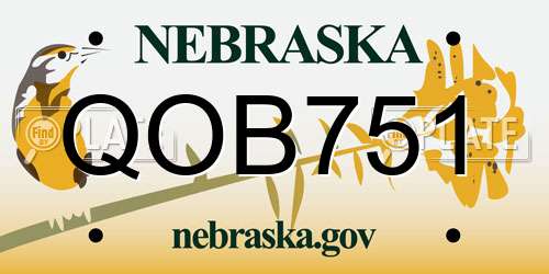 QOB751 Nebraska License Plate