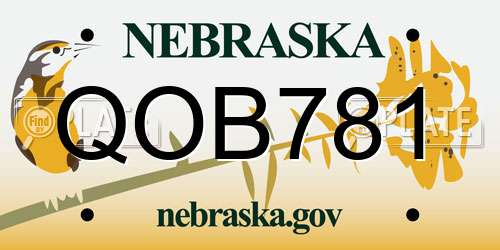 QOB781 Nebraska License Plate
