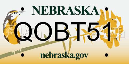 QOBT51 Nebraska License Plate