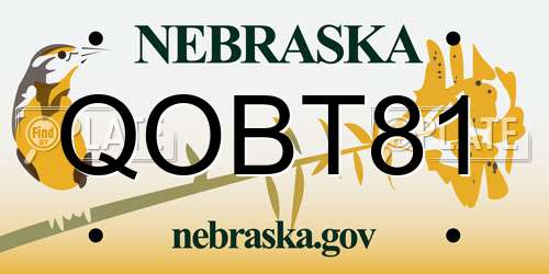 QOBT81 Nebraska License Plate