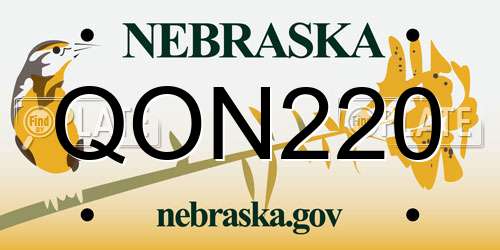 QON220 Nebraska License Plate