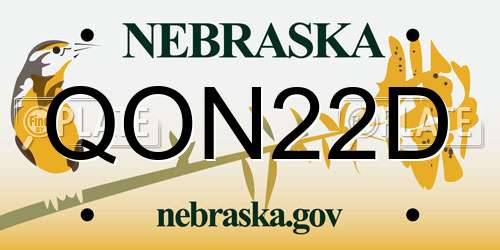 QON22D Nebraska License Plate