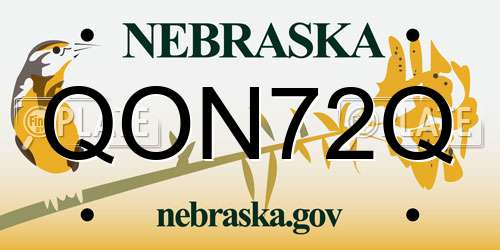 QON72Q Nebraska License Plate