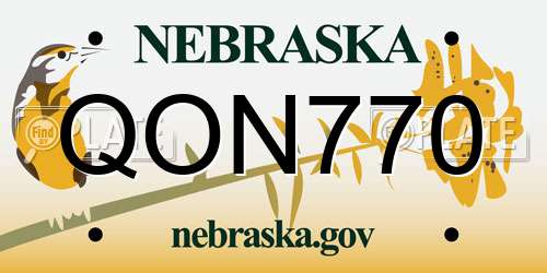 QON770 Nebraska License Plate