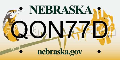 QON77D Nebraska License Plate