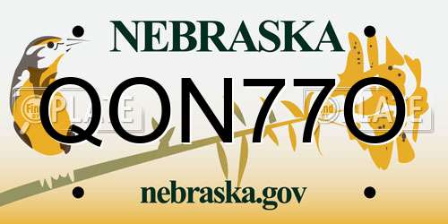 QON77O Nebraska License Plate