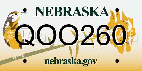 QOO260 Nebraska License Plate