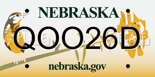 QOO26D Nebraska License Plate