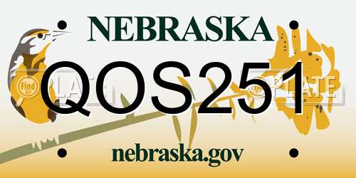QOS251 Nebraska License Plate