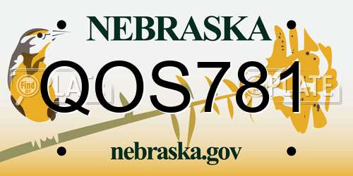 QOS781 Nebraska License Plate
