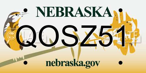 QOSZ51 Nebraska License Plate