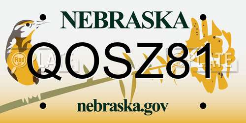 QOSZ81 Nebraska License Plate
