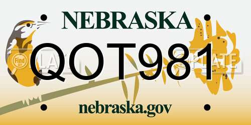 QOT981 Nebraska License Plate