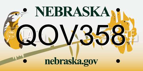 QOV358 Nebraska License Plate