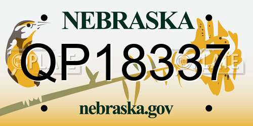 QP18337 Nebraska License Plate