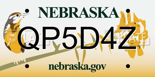 QP5D4Z Nebraska License Plate