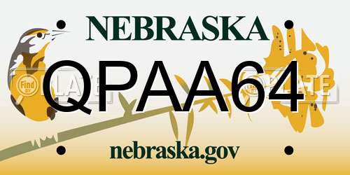 QPAA64 Nebraska License Plate
