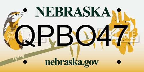 QPBO47 Nebraska License Plate