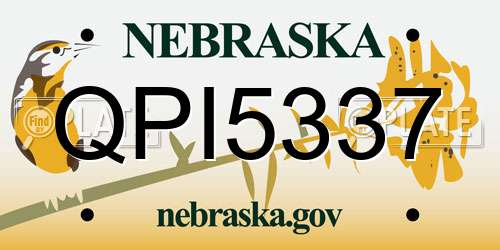 QPI5337 Nebraska License Plate