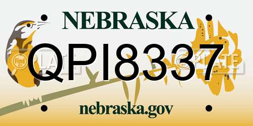 QPI8337 Nebraska License Plate