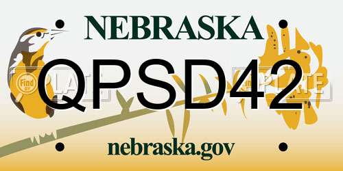QPSD42 Nebraska License Plate