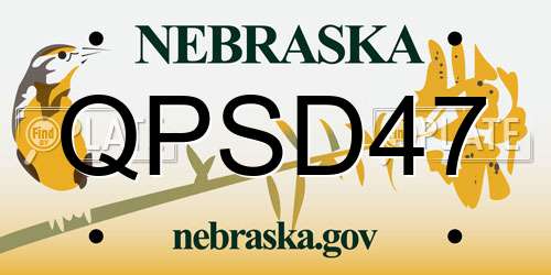 QPSD47 Nebraska License Plate