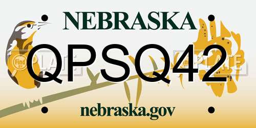 QPSQ42 Nebraska License Plate