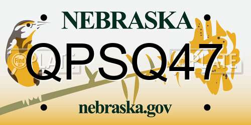 QPSQ47 Nebraska License Plate